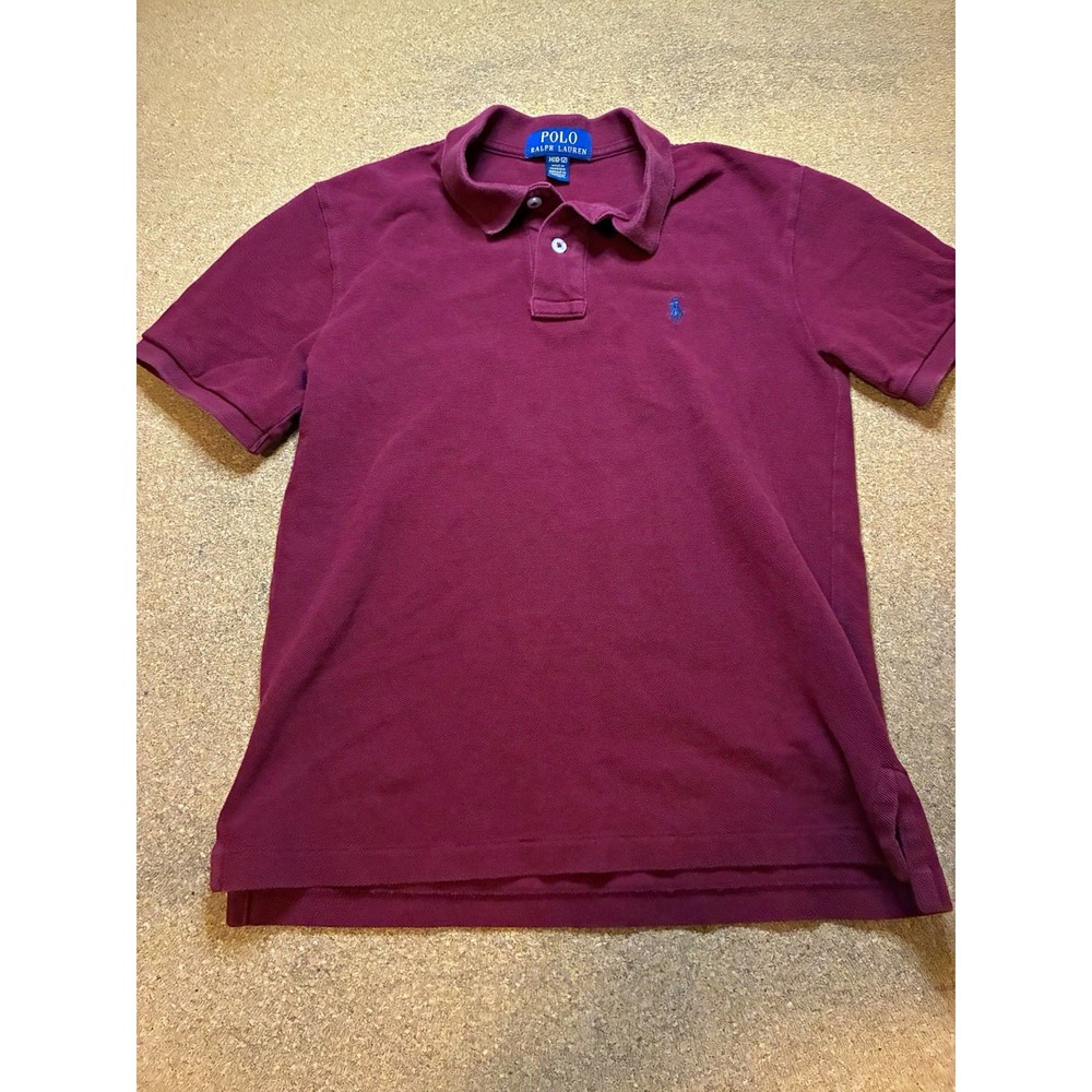 Polo Ralph Lauren Kids 10-12 M Burgundy Short Sleeve Knit Polo Logo Embroidered